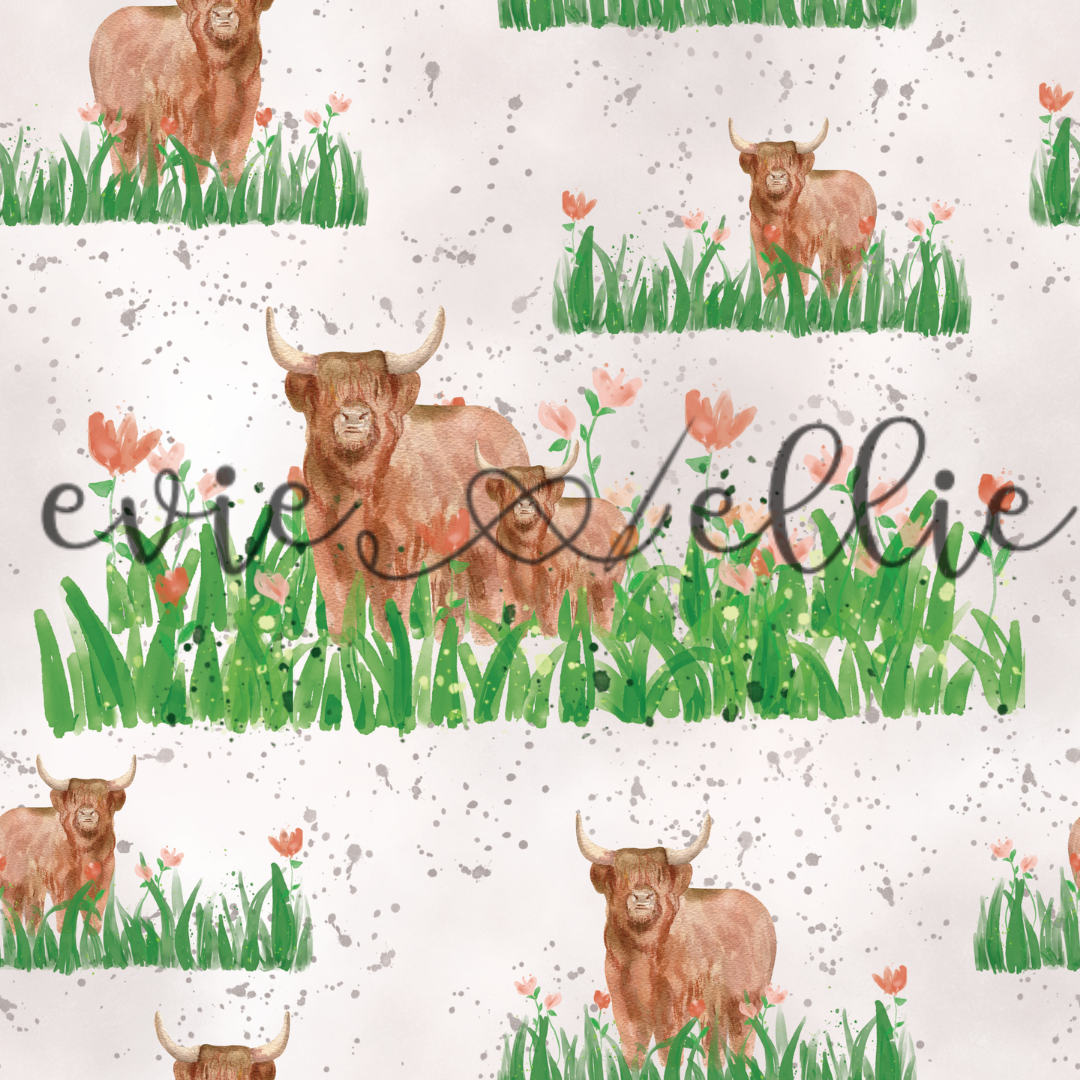 Highland Cows & Orange Flowers-- Multiple Colors – Evie and Ellie Designs